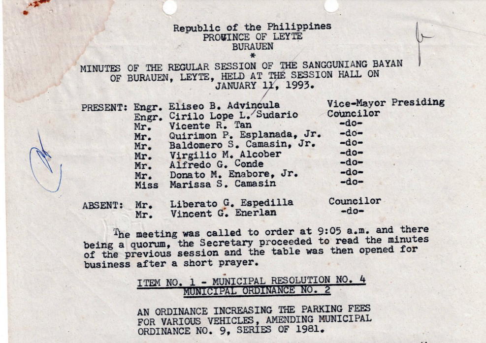 Municipal Ordinance No 02-1993