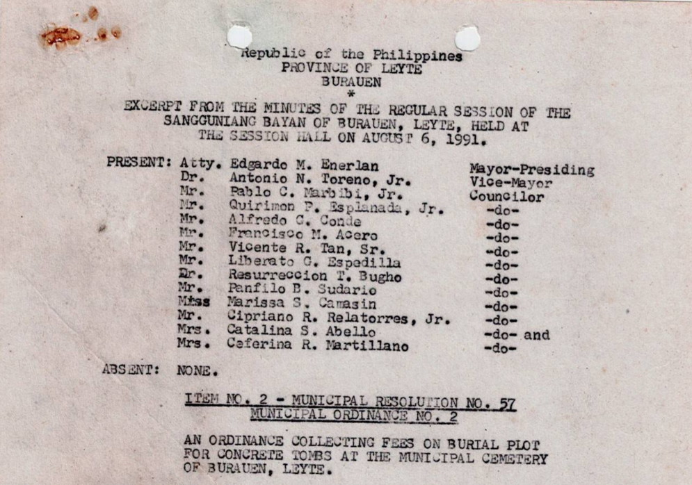 Municipal Ordinance No 02-series of 1991