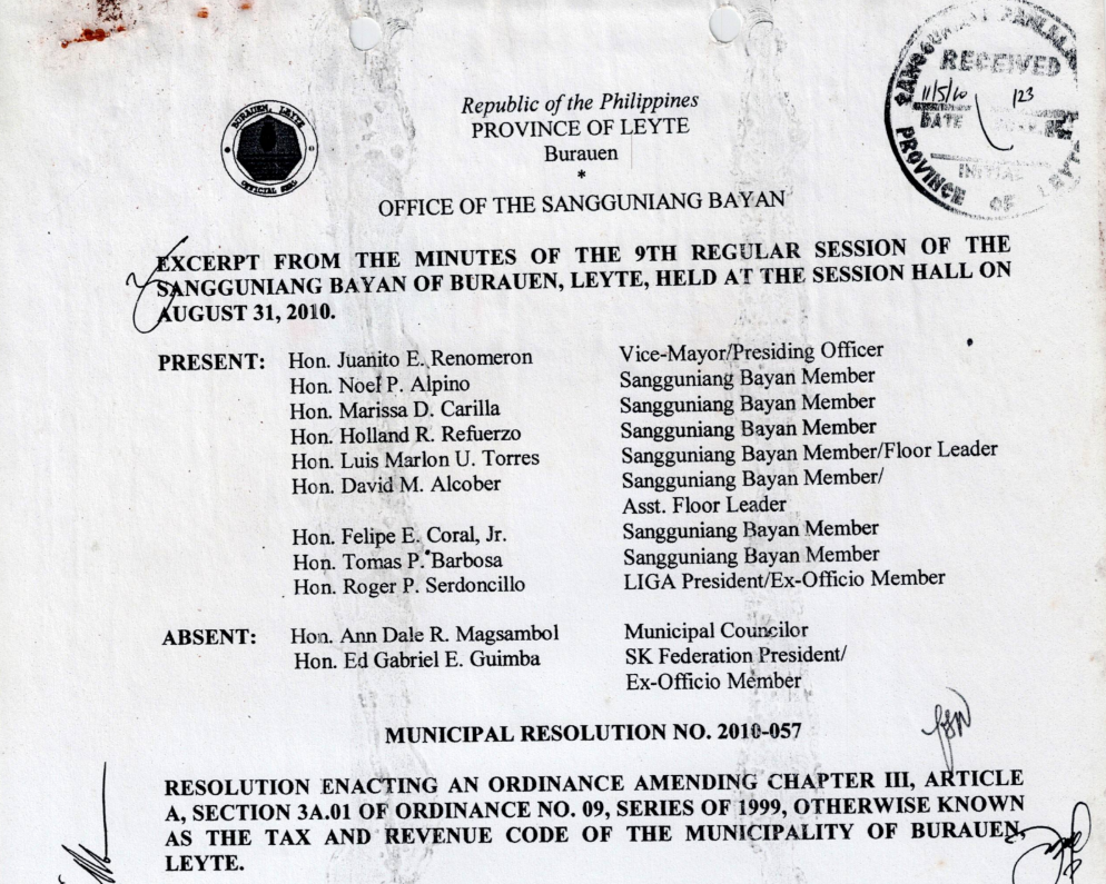 Municipal Ordinance No 03-2010