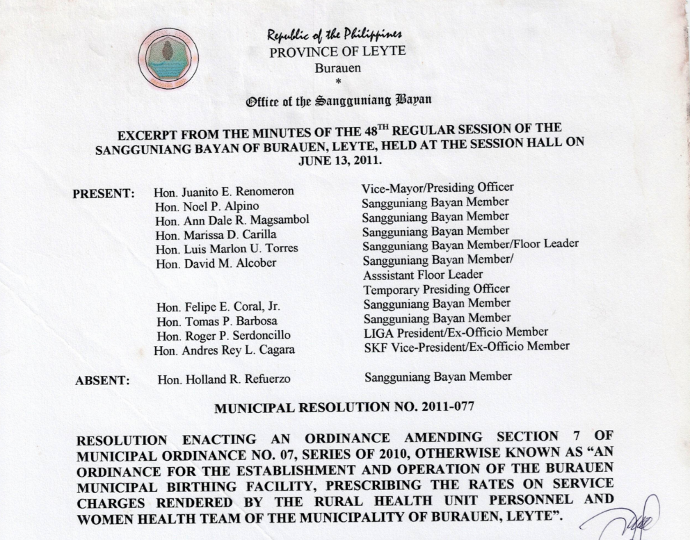 Municipal Ordinance No 11-05