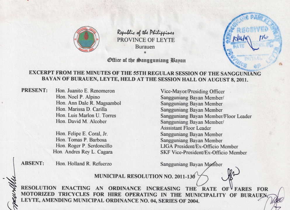 Municipal Ordinance No 11-07