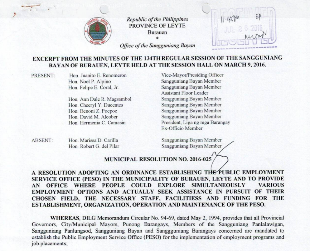 Municipal Ordinance No 16-01