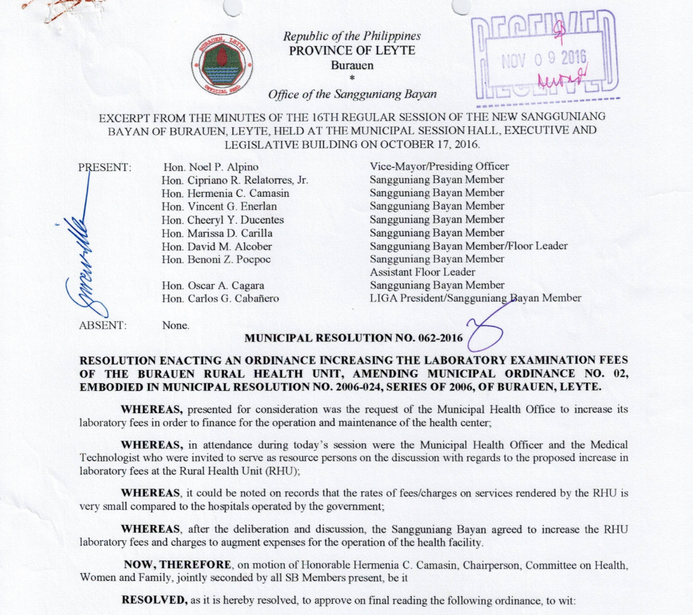 Municipal Ordinance No 16-06